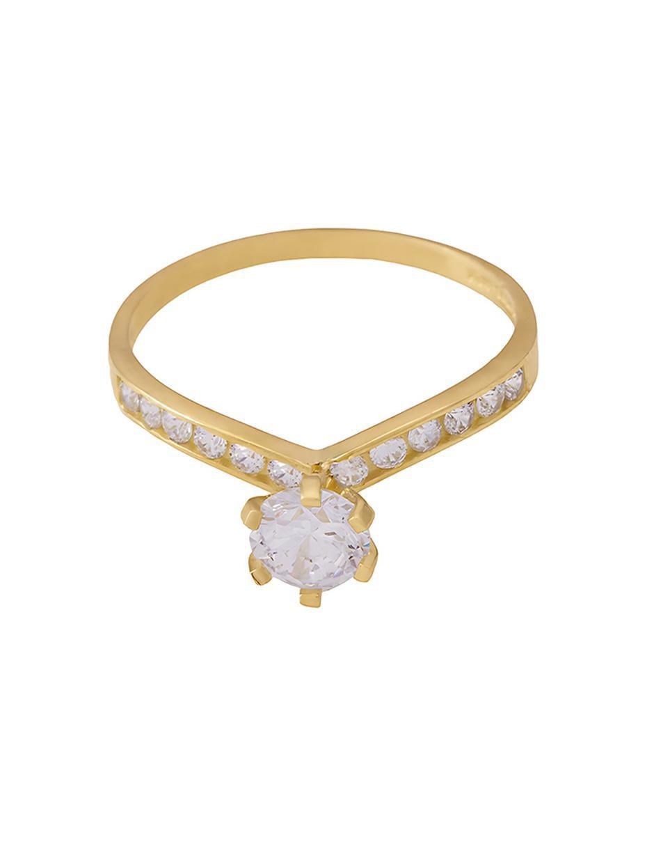Anillo con gema 10 k de oro amarillo zirconia pulido Anillo con gema 10 k de oro amarillo zirconia pulido