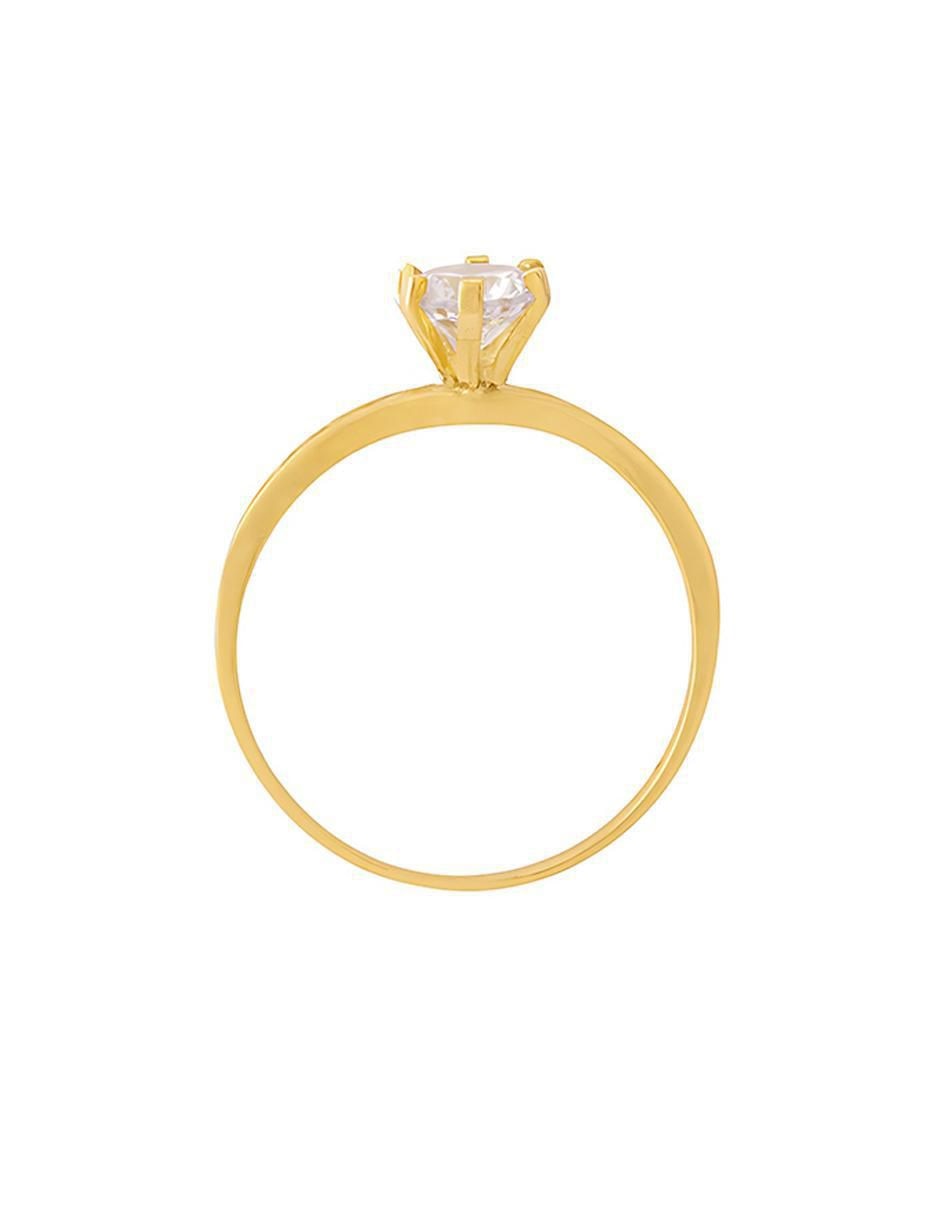 Anillo con gema 10 k de oro amarillo zirconia pulido 2