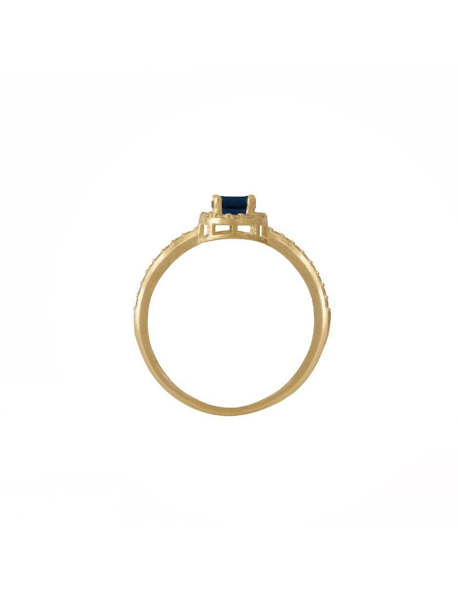 Anillo con gema 10 k de oro amarillo zirconia pulido 2