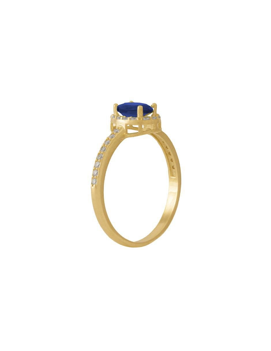 Anillo con gema 10 k de oro amarillo zirconia pulido 3