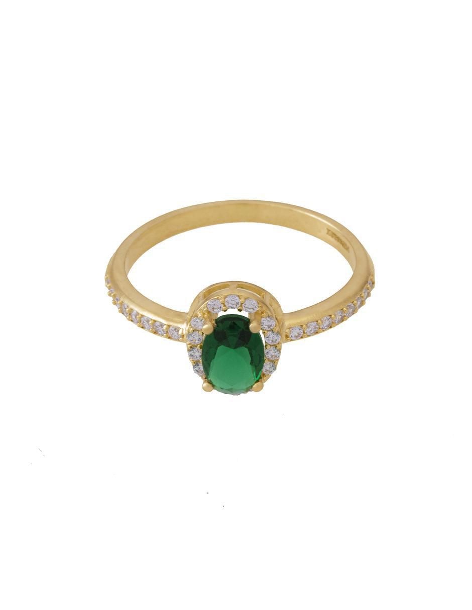 Anillo con gema 10 k de oro amarillo zirconia pulido Anillo con gema 10 k de oro amarillo zirconia pulido