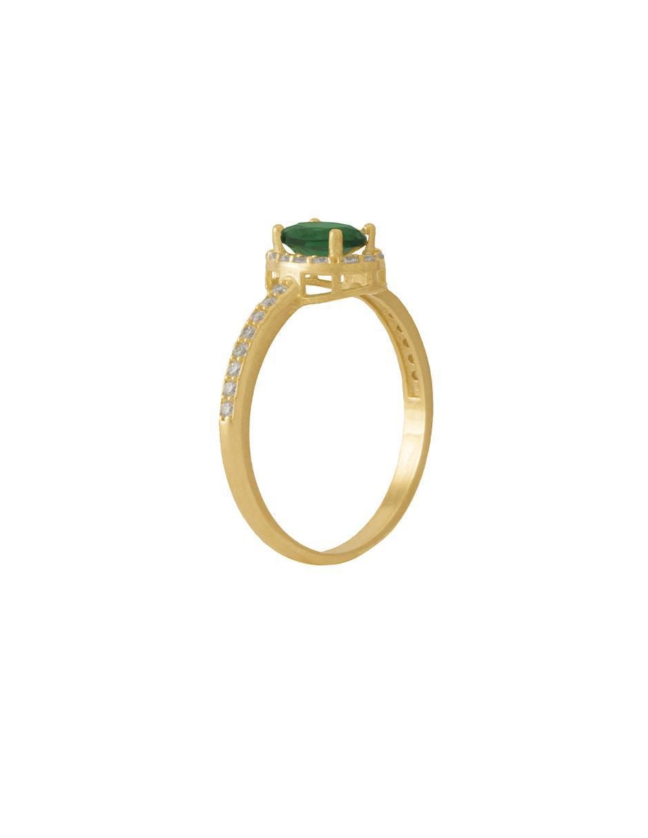 Anillo con gema 10 k de oro amarillo zirconia pulido 3