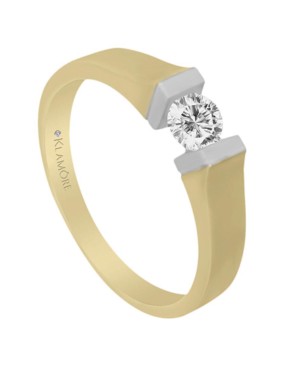 Solitario "de" oro 14 k klamore diamante