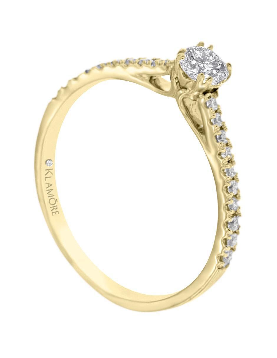 Solitario "de" oro 14 k klamore diamante