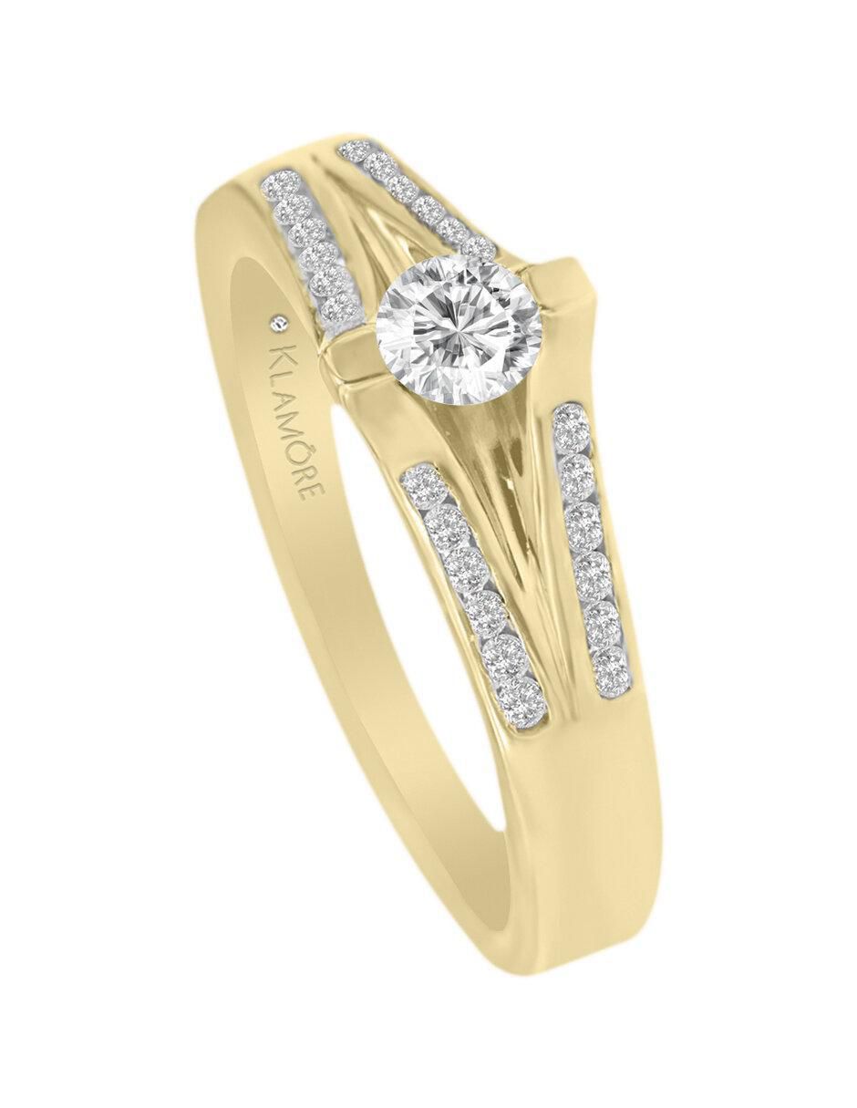 Solitario "de" oro 14 k klamore diamante