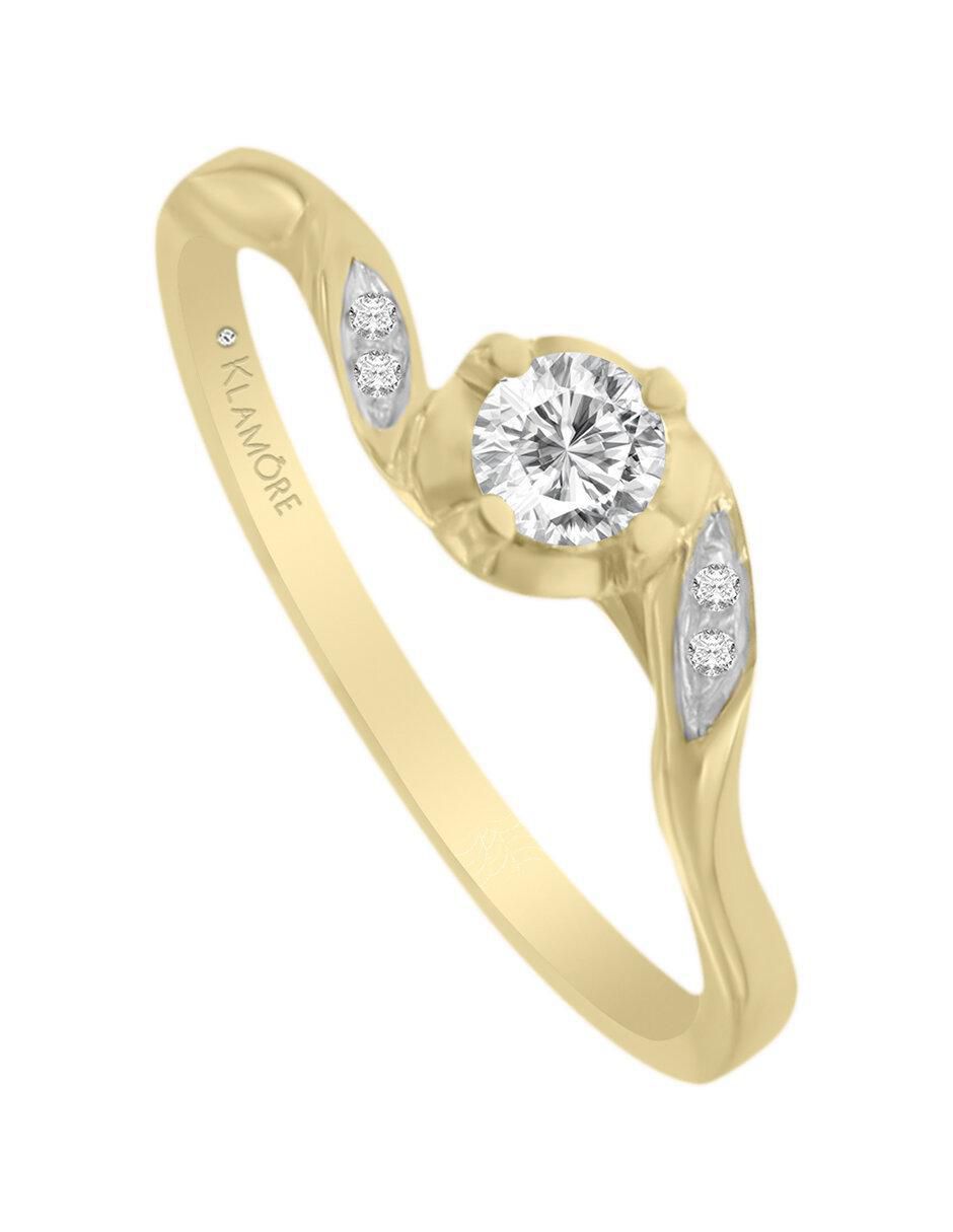 Solitario "de" oro 14 k klamore diamante