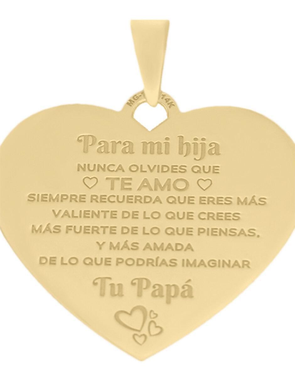 Dije de corazón mensaje hija de oro amarillo 14 K 2