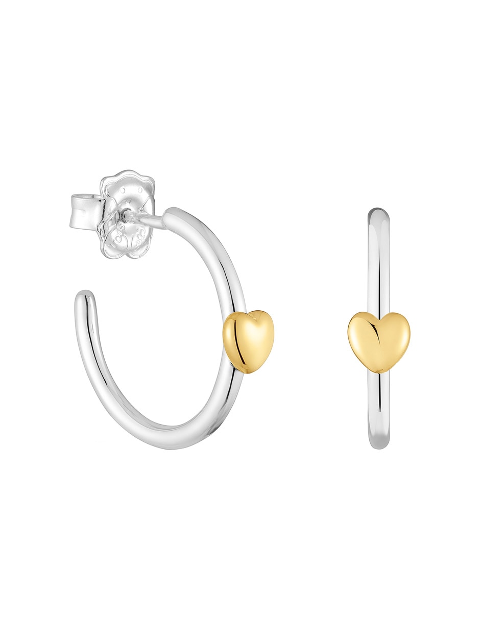 Aretes de aro circulares My Other Half de plata P 925 con acabado baño de oro 1
