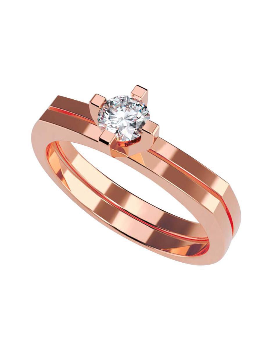 Anillo de compromiso de oro rosa 14 K Amore Mio diamante Suburbia