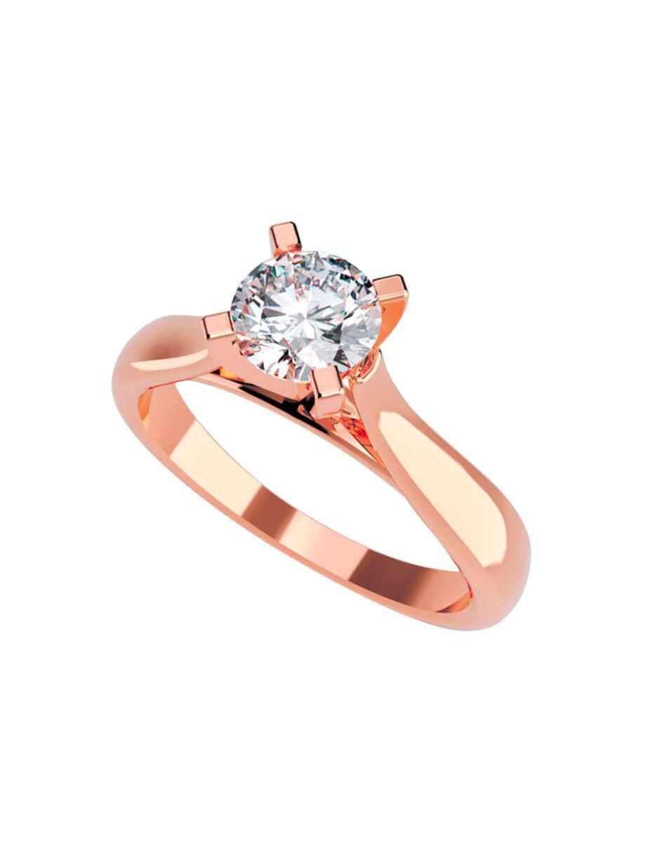 Anillo de compromiso de oro rosa 14 k diamante 1