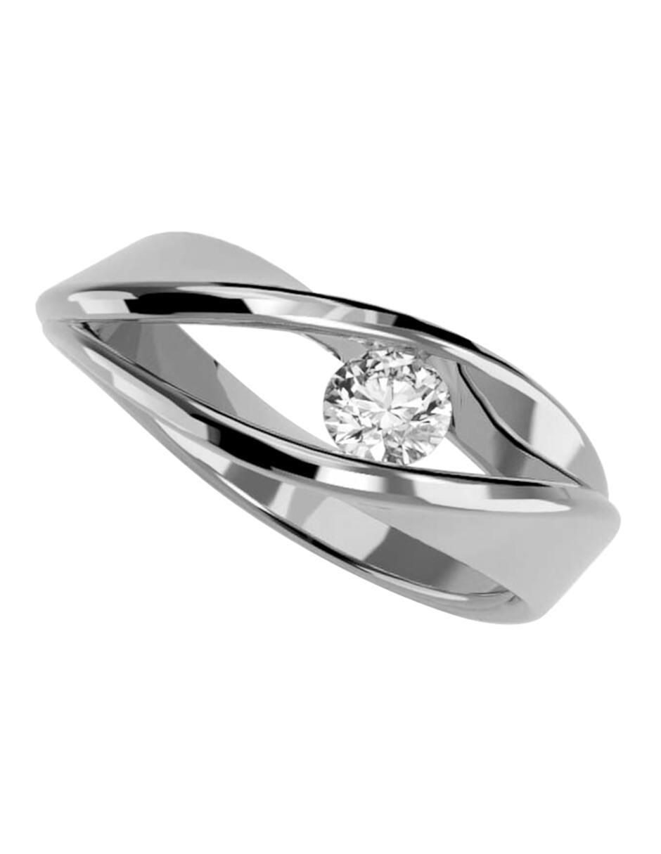 Anillo de compromiso de oro blanco 14 k diamante 1