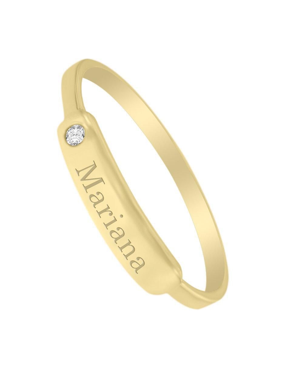 Anillo 14 k de oro amarillo diamante brillante 2