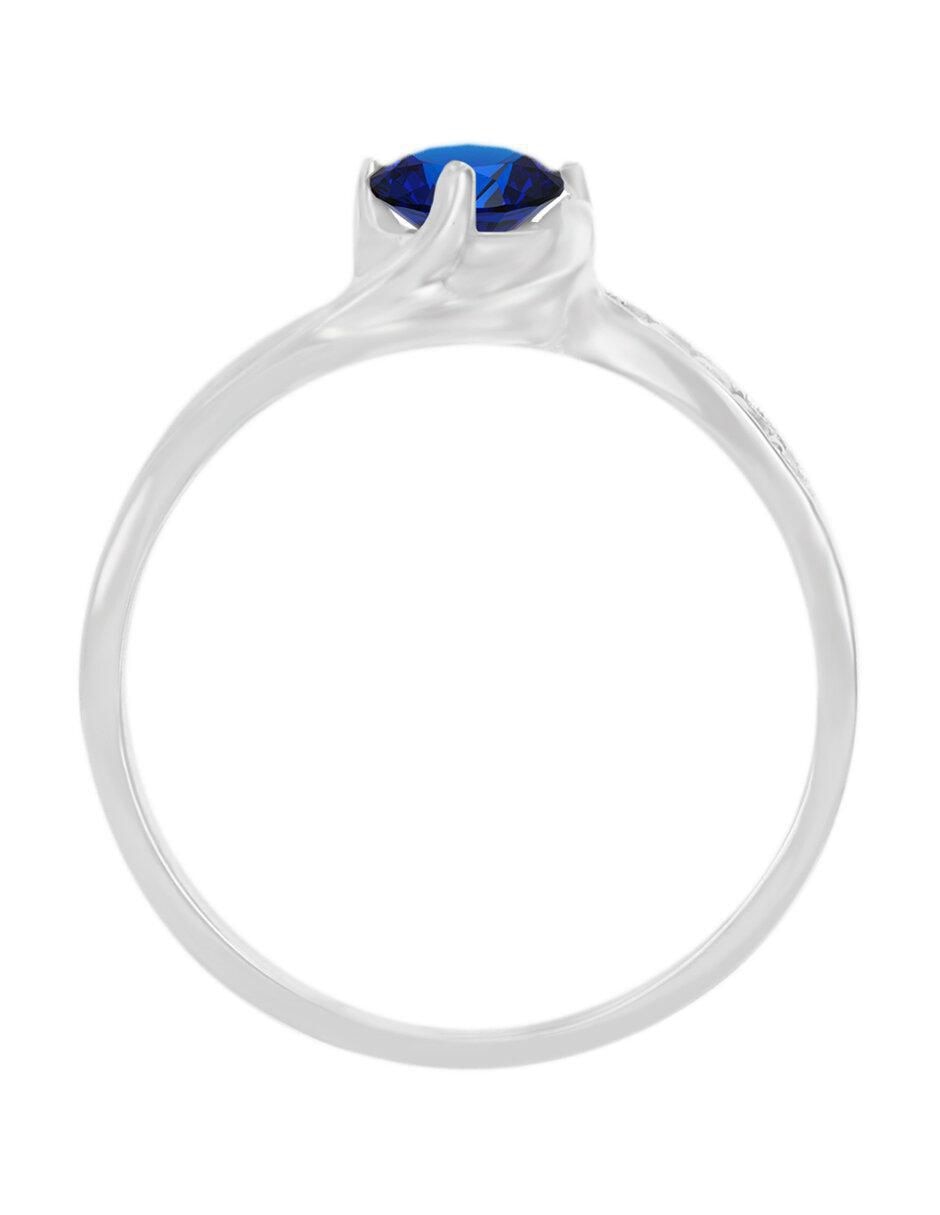 Anillo Venice 14 k de oro blanco zafiro y diamante brillante 3