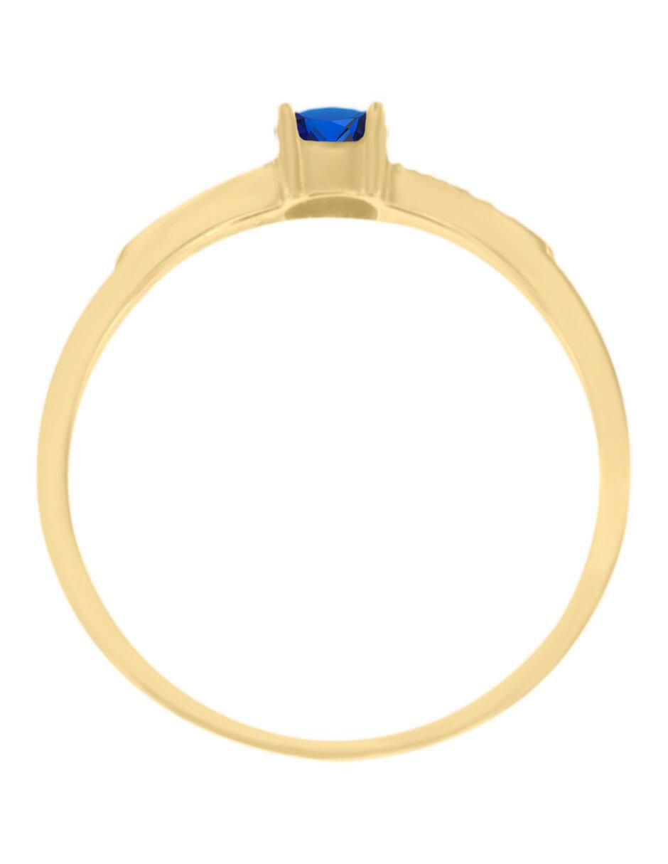 Anillo Marcela 14 k de oro amarillo zafiro y diamante brillante 2