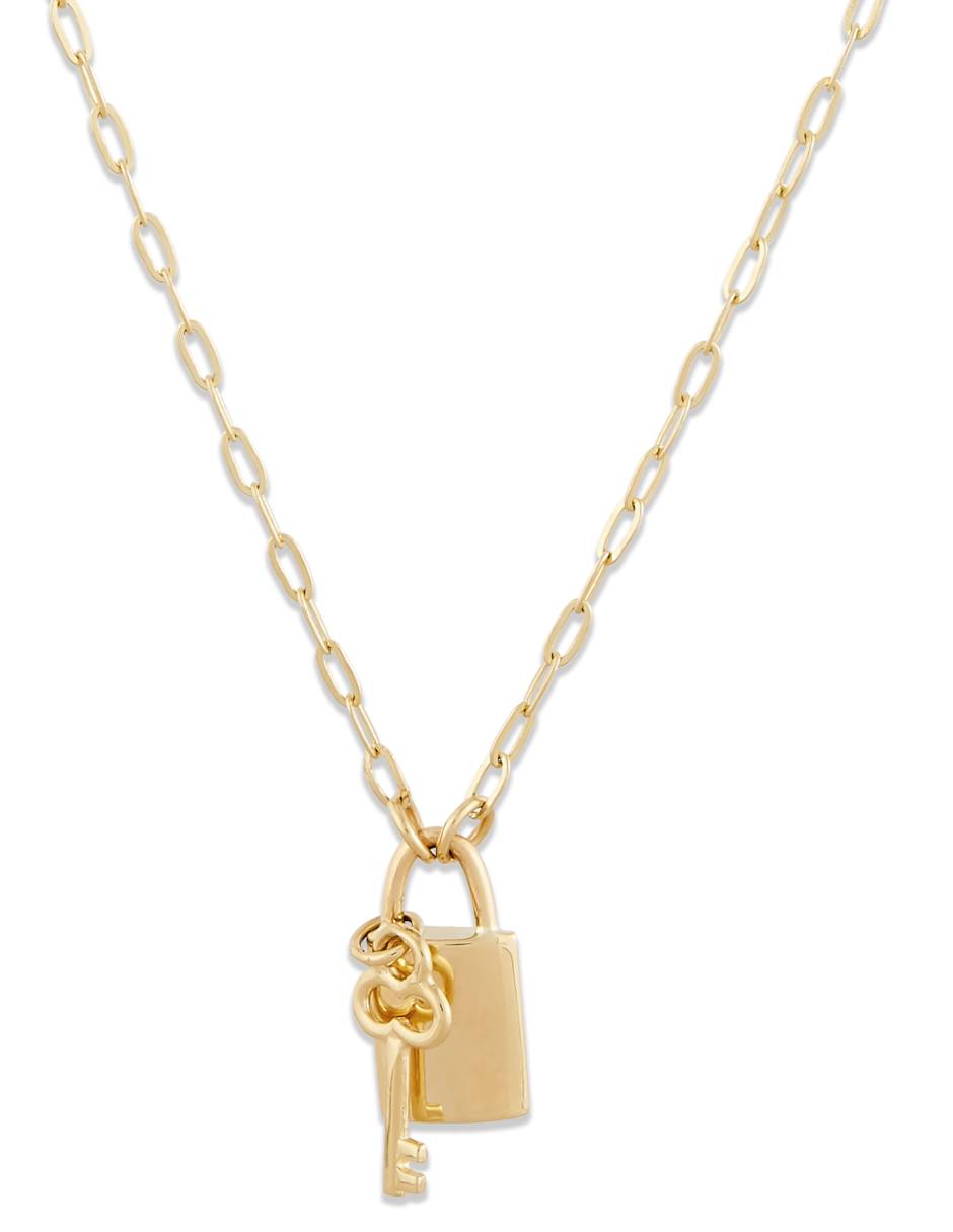 Collar de candado Valentines de oro 14 K