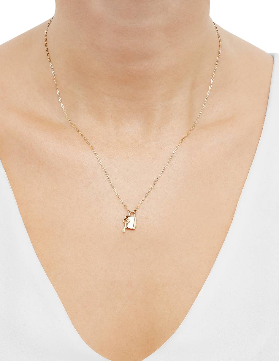 Collar de candado Valentines de oro 14 K 4