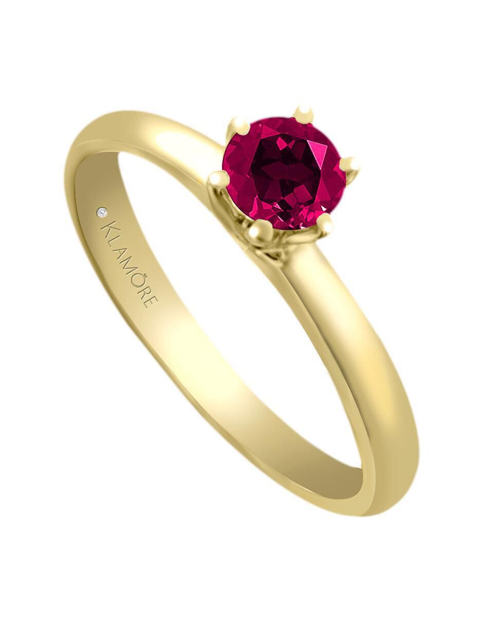 Solitario "de" oro 14 k klamore rubí