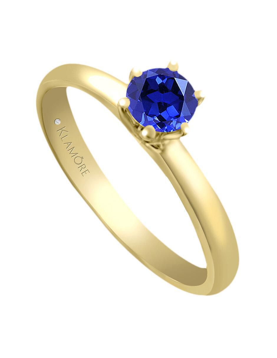 Solitario "de" oro 14 k klamore zafiro