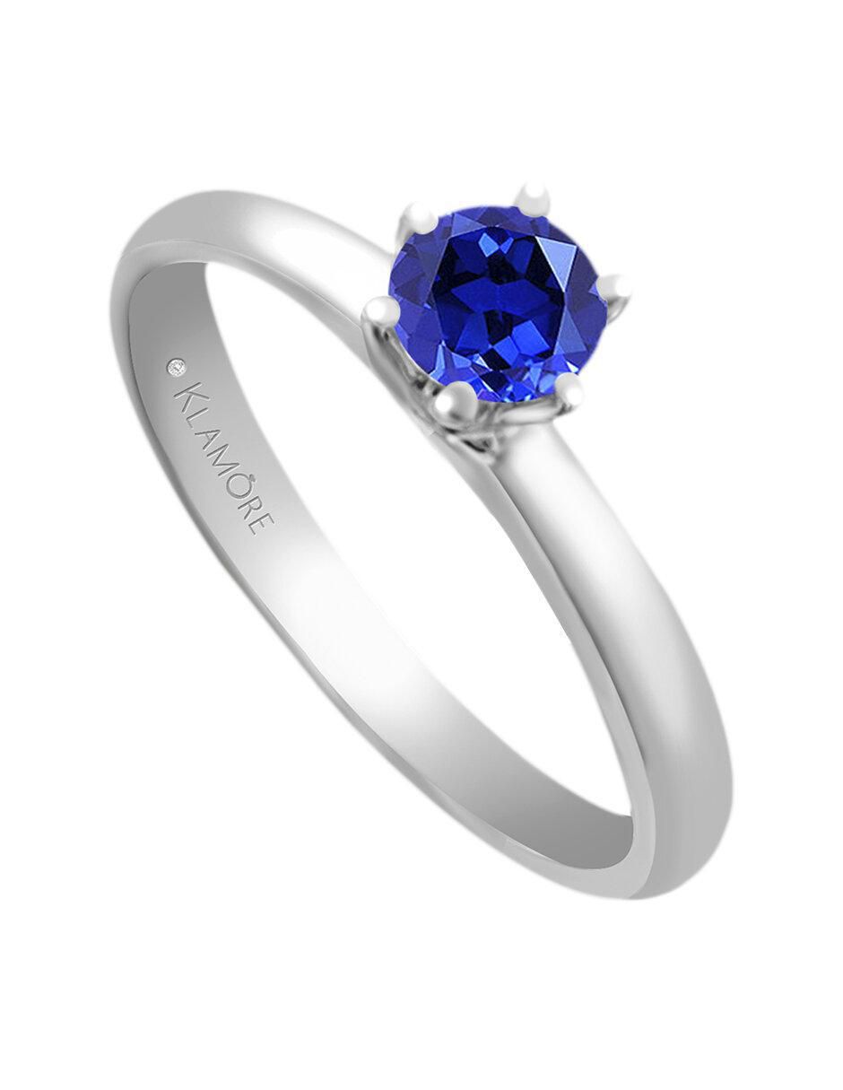 Solitario de oro 14 k Isabella zafiro 3