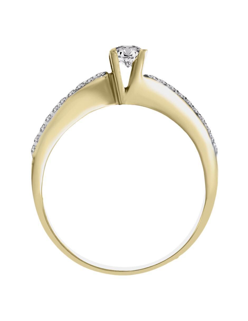 Solitario "de" oro 14 k klamore diamante