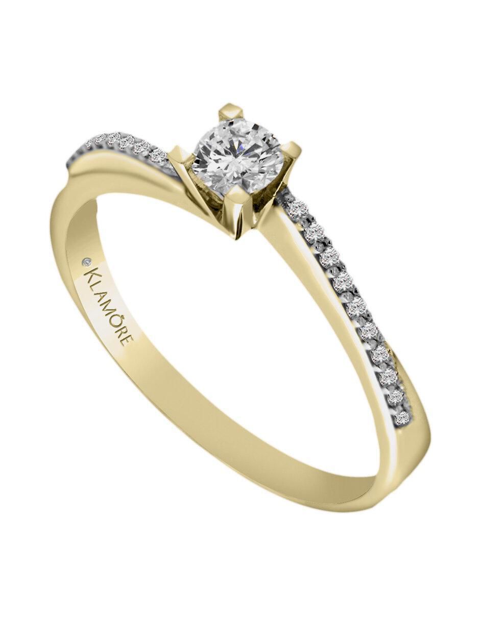 Solitario "de" oro 14 k klamore diamante