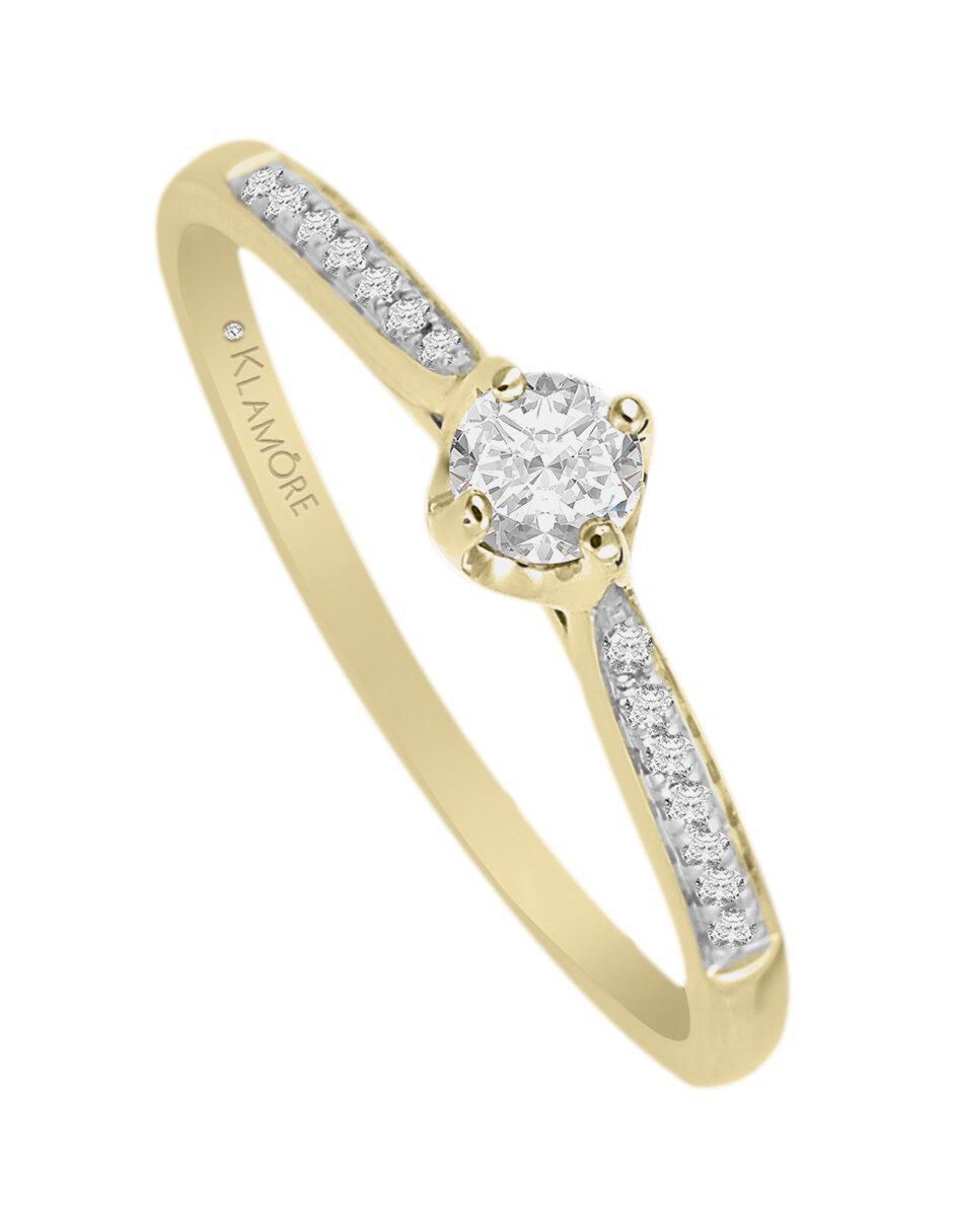 Solitario "de" oro 14 k klamore diamante