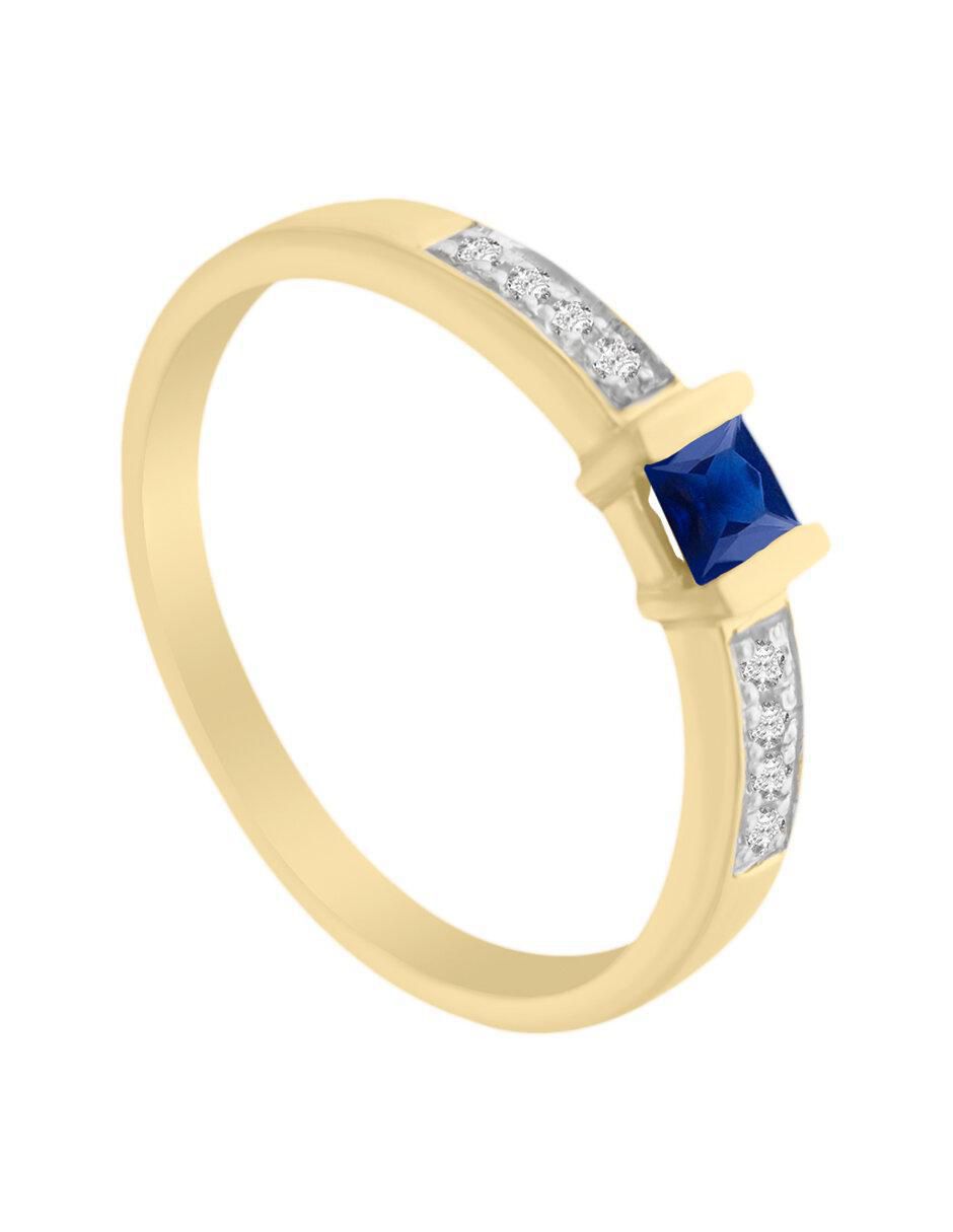 Anillo Ali 14 k de oro amarillo zafiro y diamante brillante 3