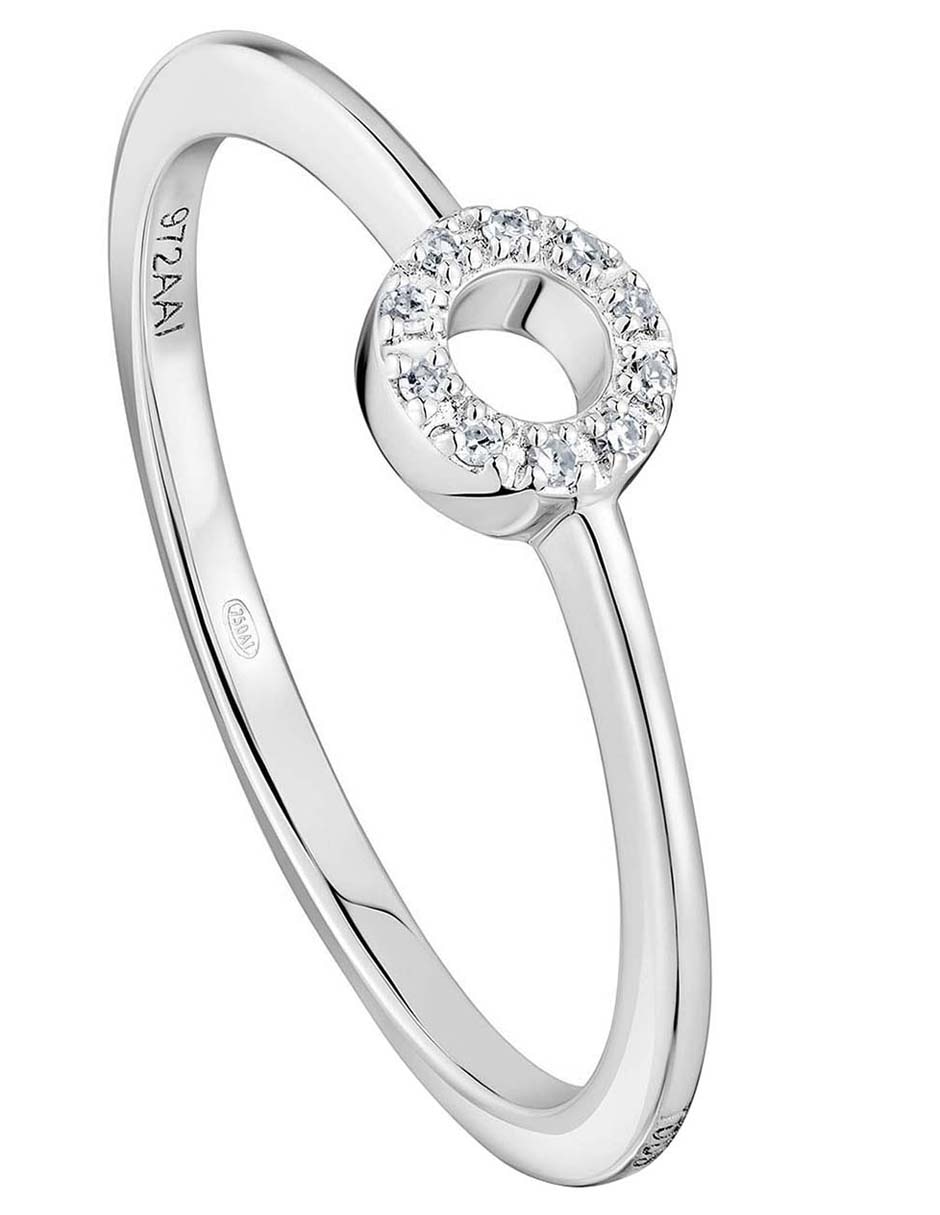Anillo Grain 18 k de oro blanco diamante pavé 2