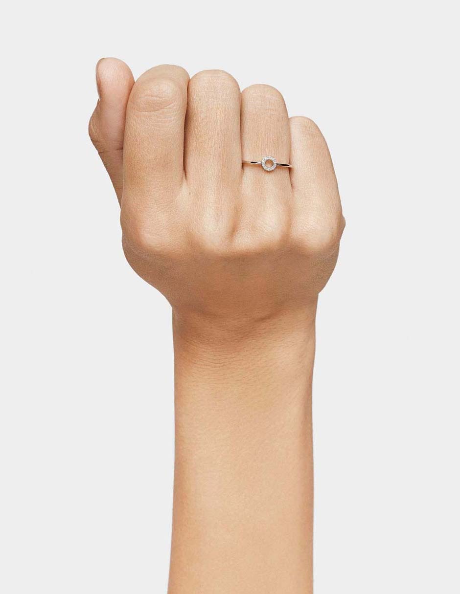 Anillo Grain 18 k de oro blanco diamante pavé 6