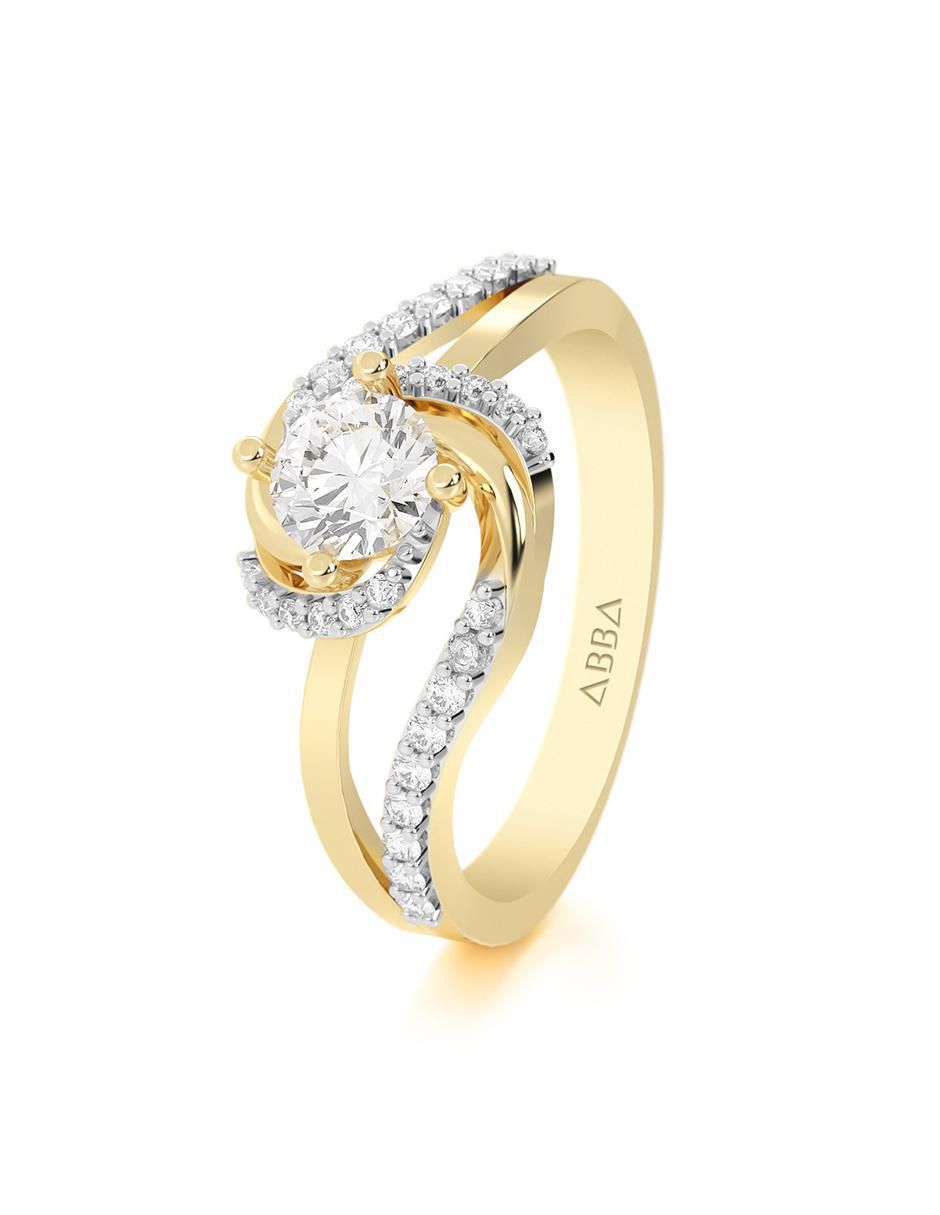 Anillo de compromiso "de" oro 10 k abba joyas sin familia zirconia