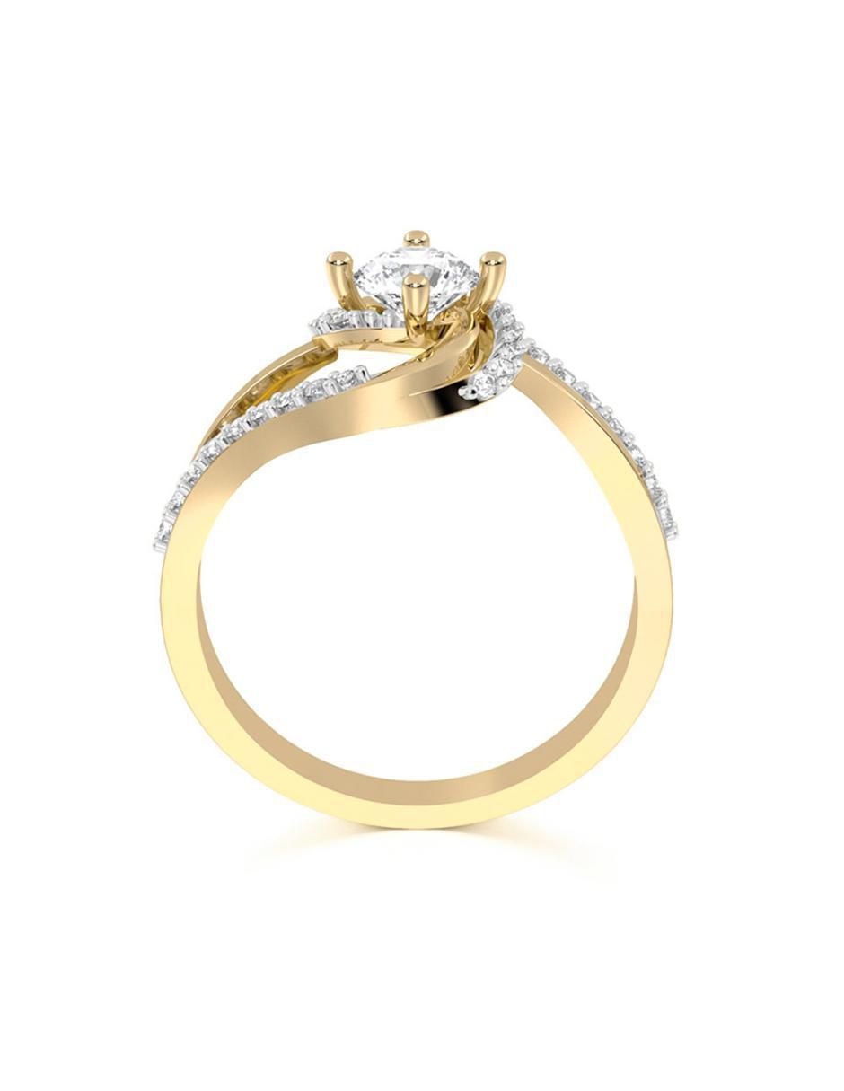 Anillo de compromiso "de" oro 10 k abba joyas sin familia zirconia