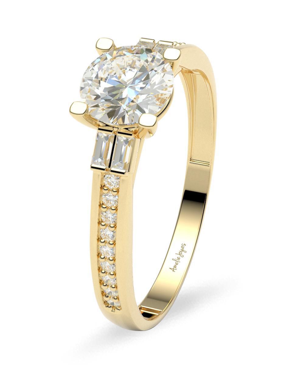 Anillo de compromiso "de" oro 14 k amelie joyas zirconia