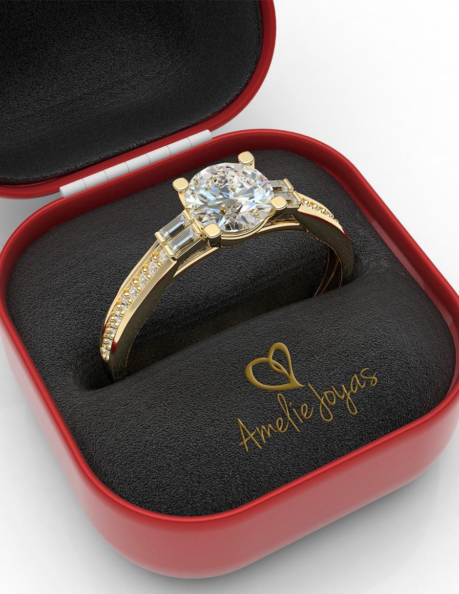 Anillo de compromiso "de" oro 14 k amelie joyas zirconia