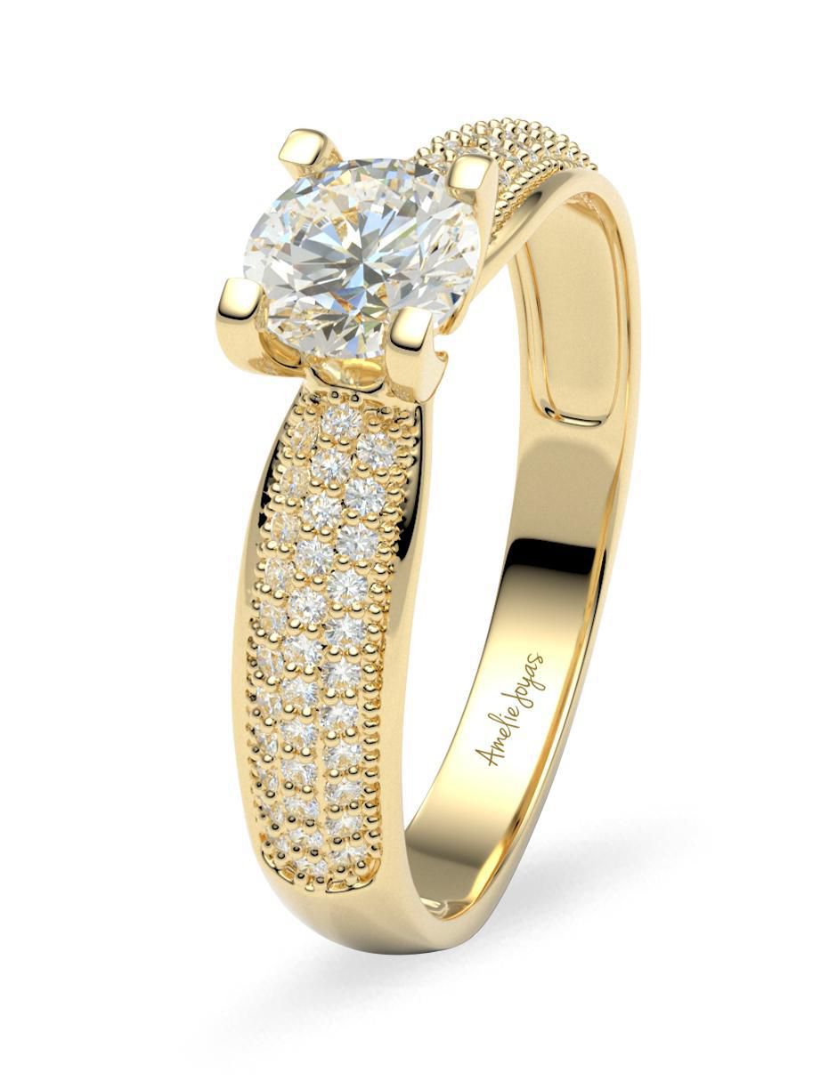 Anillo de compromiso "de" oro 14 k amelie joyas zirconia
