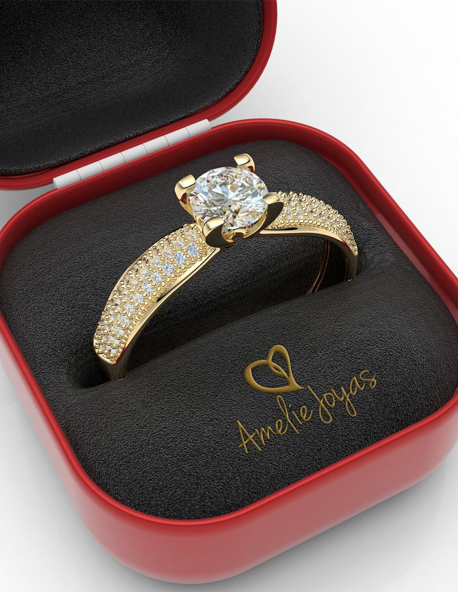 Anillo de compromiso "de" oro 14 k amelie joyas zirconia