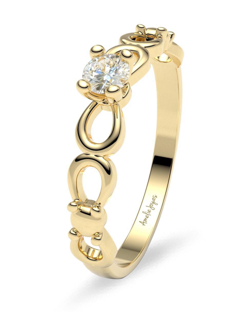 Solitario de oro 14 k 2
