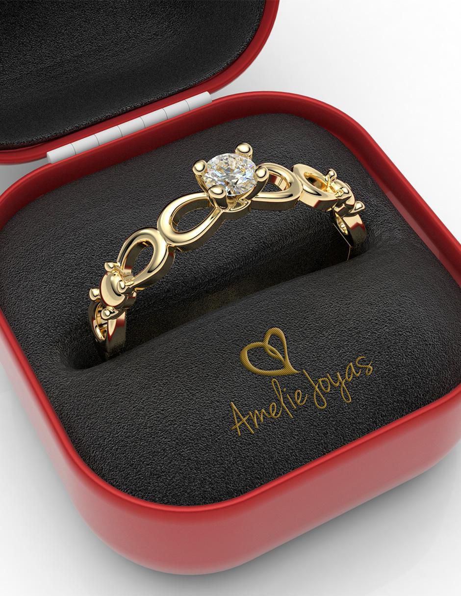 Solitario de oro 14 k 5