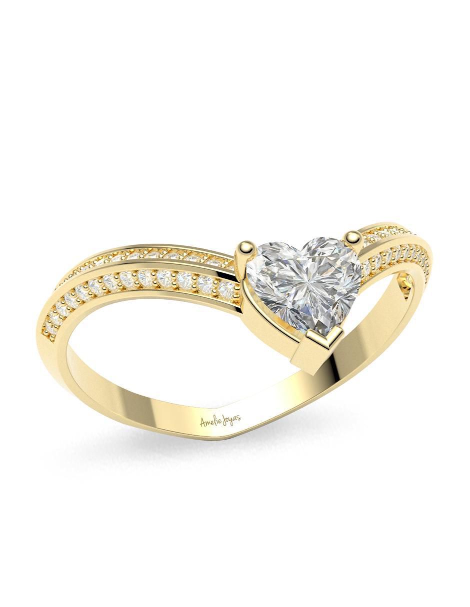 Anillo de compromiso de oro 14 k 3