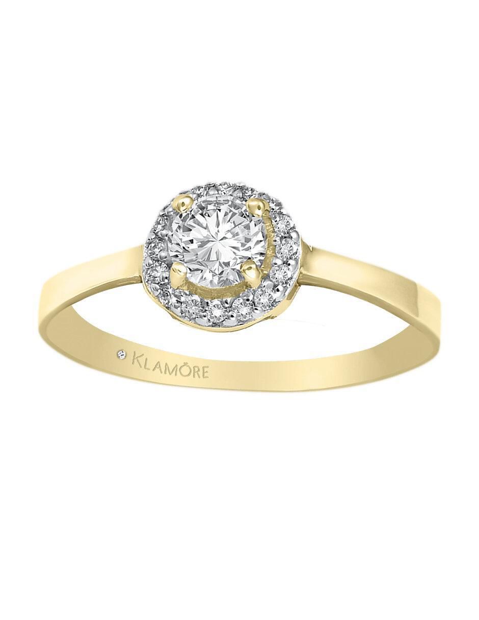 Solitario de oro 14 k Halo diamante