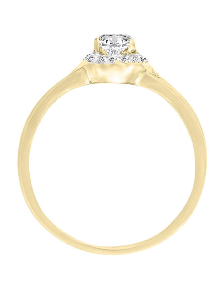 Solitario de oro 14 k Halo diamante 2