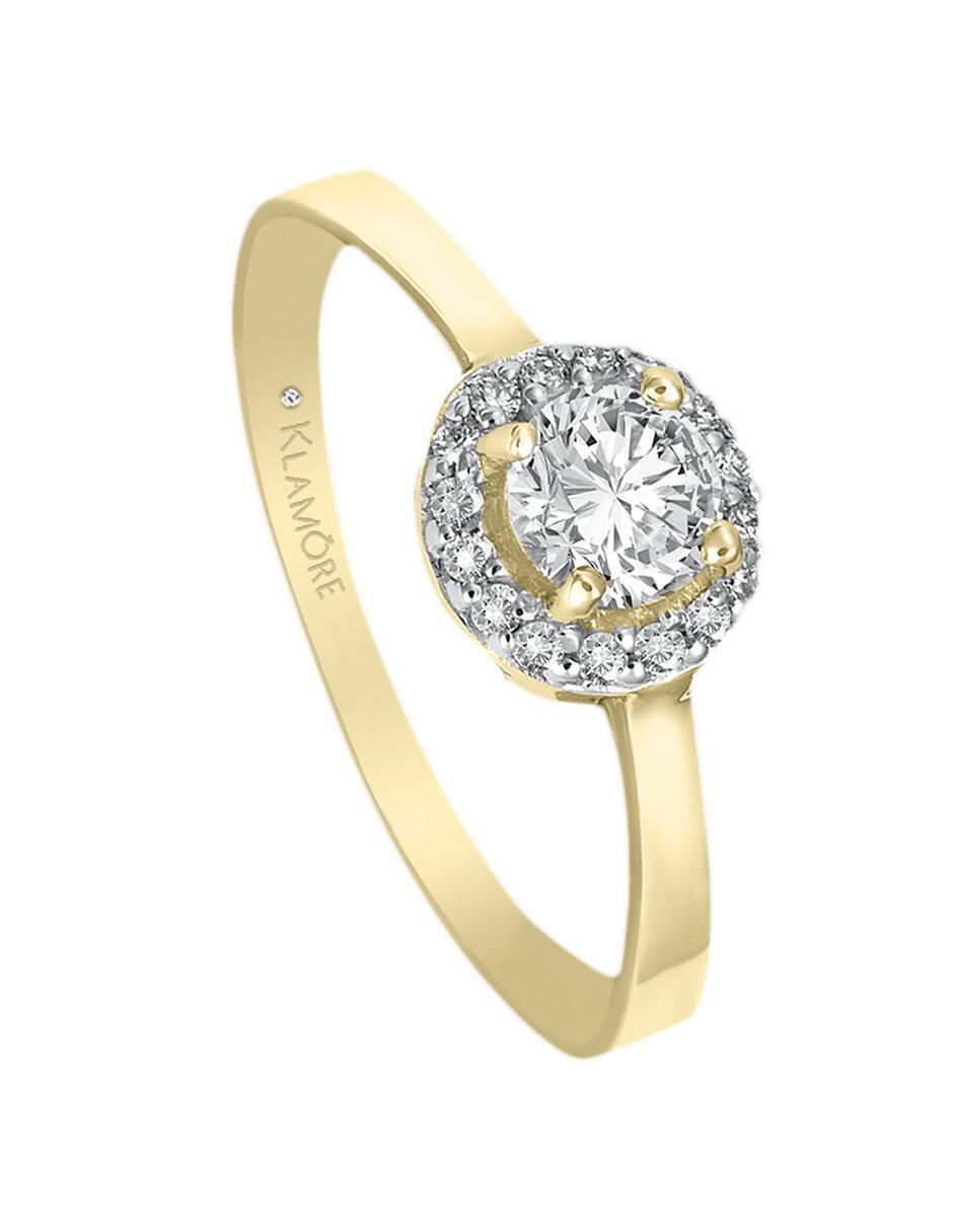 Solitario de oro 14 k Halo diamante 3