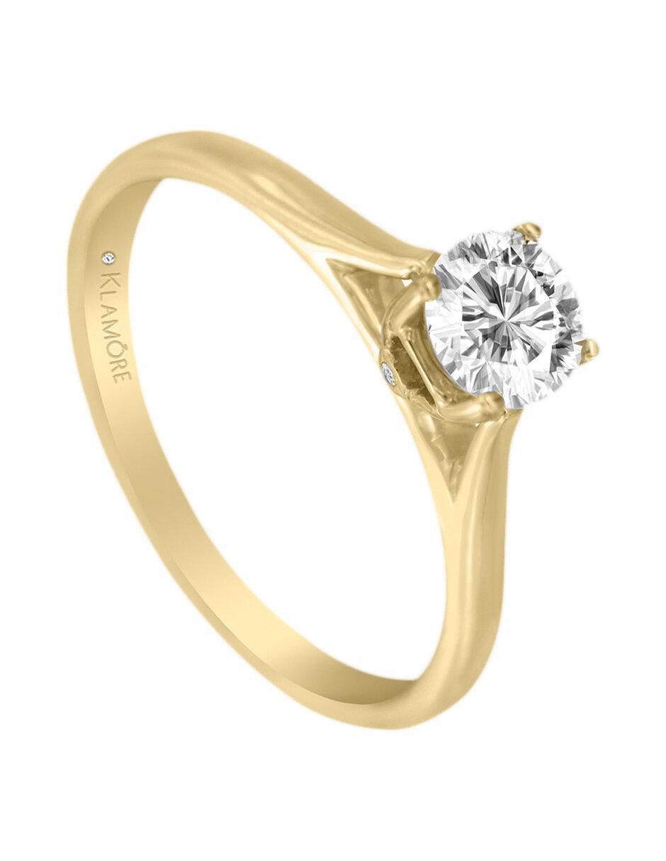 Solitario "de" oro 14 k klamore diamante
