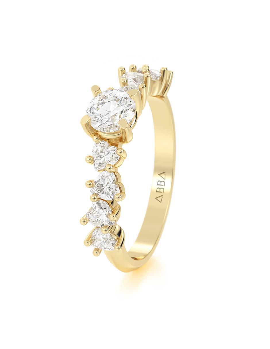 Anillo de compromiso "de" oro 14 k abba joyas sin familia o colección zirconia