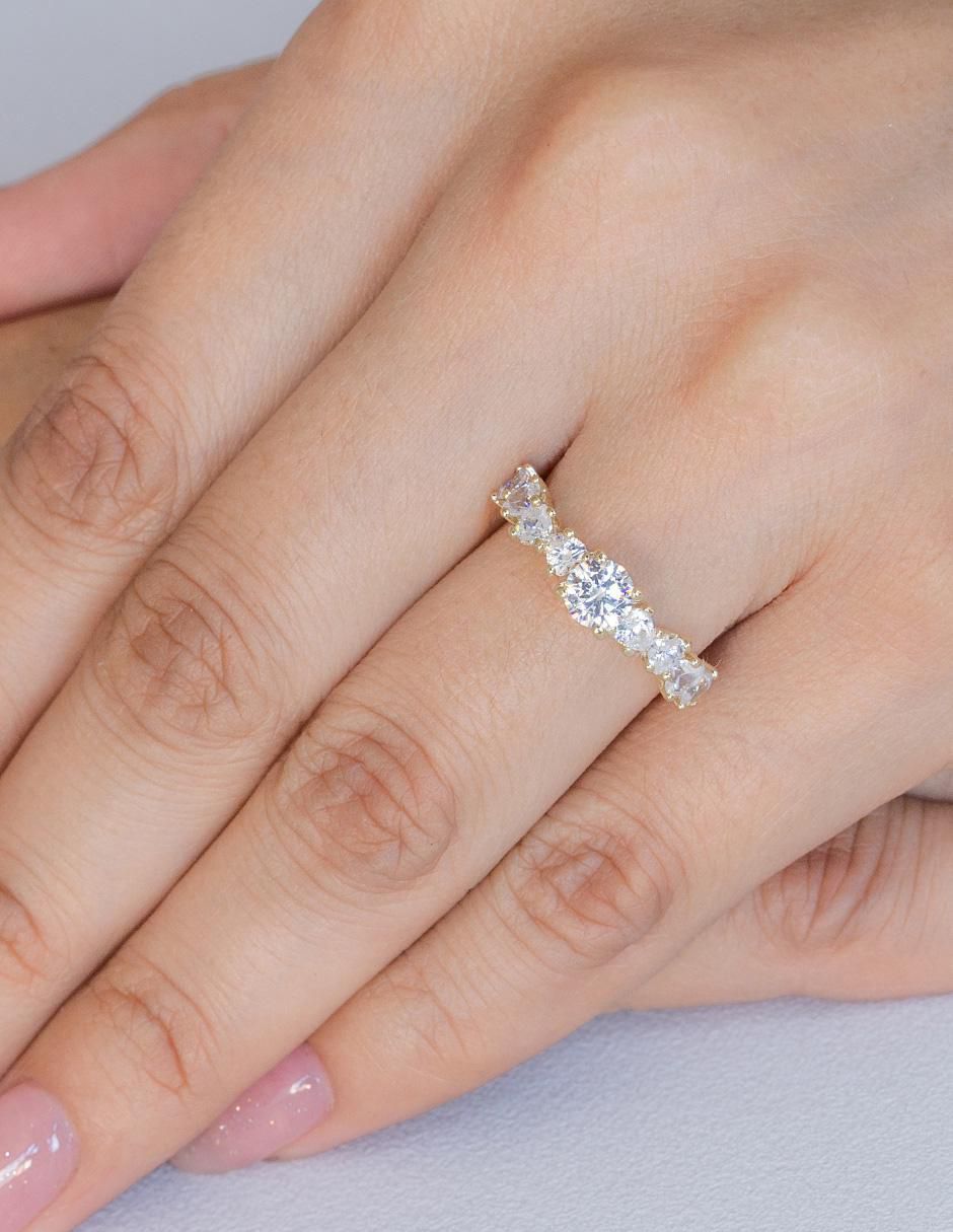 Anillo de compromiso "de" oro 14 k abba joyas sin familia o colección zirconia