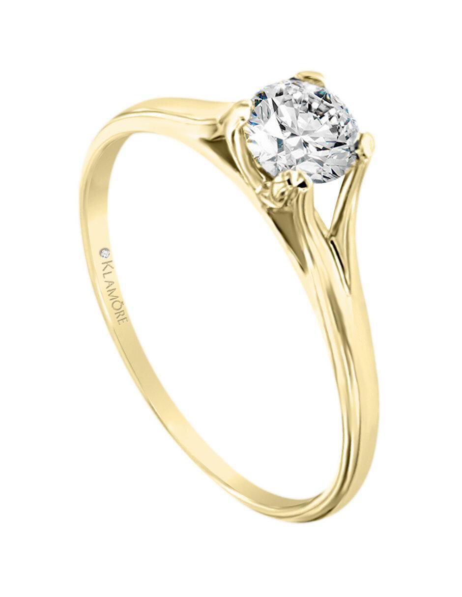 Solitario "de" oro 14 k klamore diamante