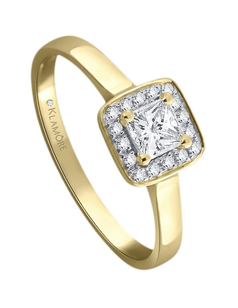 Solitario "de" oro 14 k klamore diamante