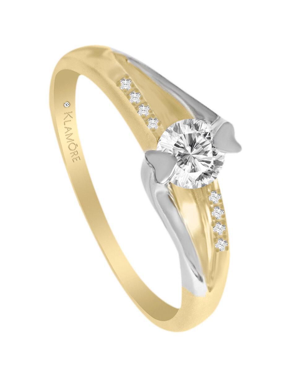 Solitario "de" oro 14 k klamore diamante