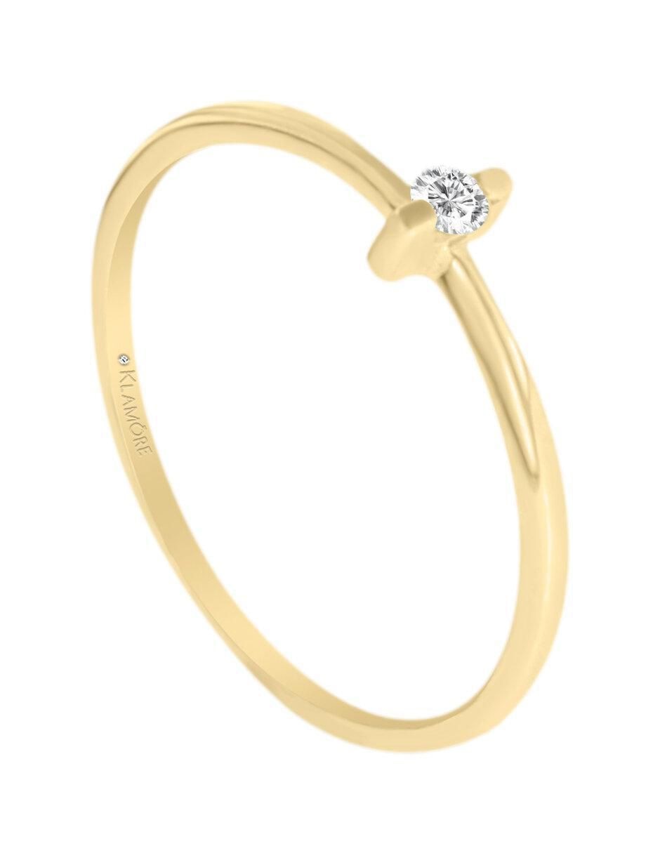 Solitario "de" oro 14 k klamore diamante