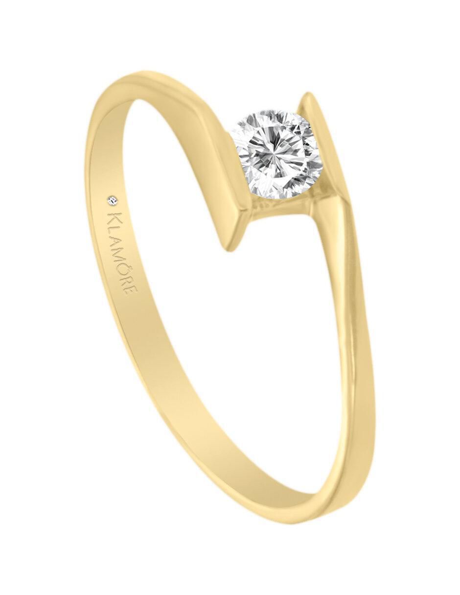 Solitario "de" oro 14 k klamore diamante