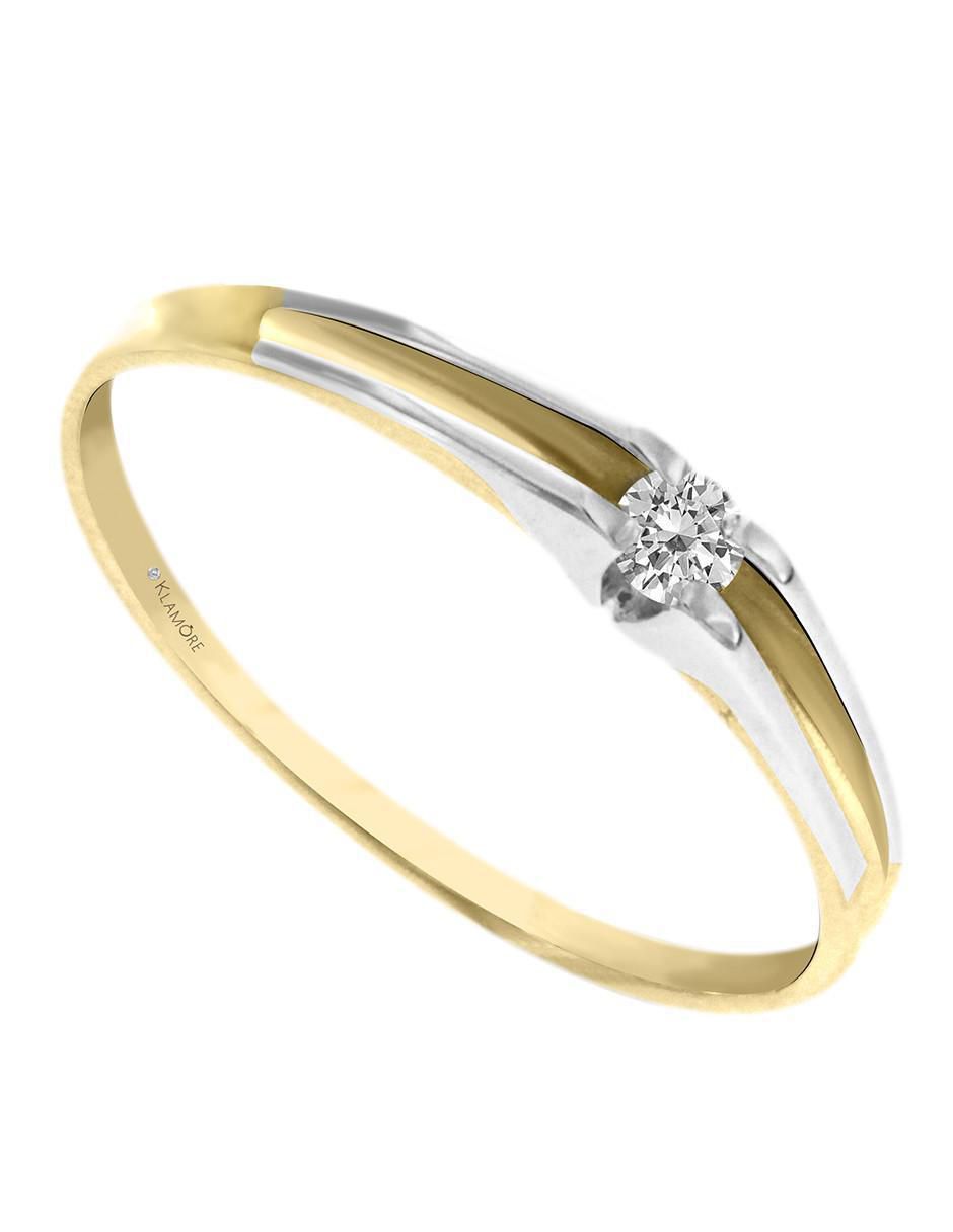 Solitario "de" oro 14 k klamore diamante